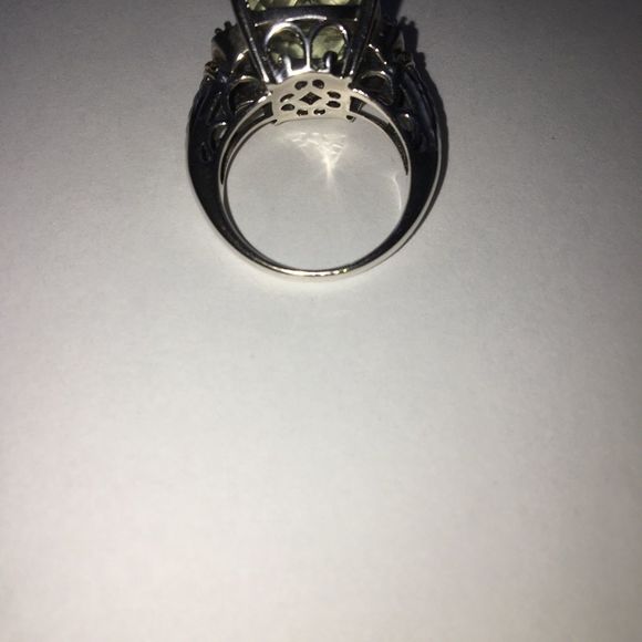 Nicolette Sterling Silver 14K Gold Green Amethyst Ring size 7 - Picture 8 of 8